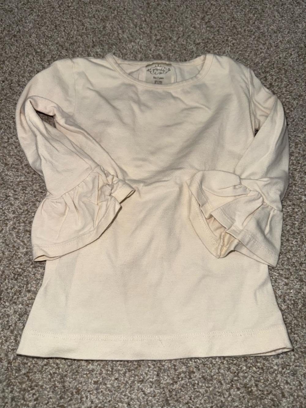 Persnickety Cream Ruffle Sleeve Long Sleeve Top
